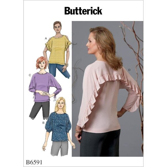 Butterick B6591 Sewing Pattern Misses Loose-Fitting Pullover Tops 16-26 - Picture 1 of 8